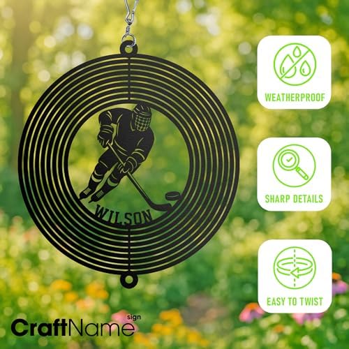 Custom Ice Hockey Wind Spinner, Outdoor Metal Hanging Yard Spinners Decor for Hockey Fans, Kinetic Garden Art Gift for Coaches, Winter Sports Lovers, Gift Idea for Hockey Lover - Image 4