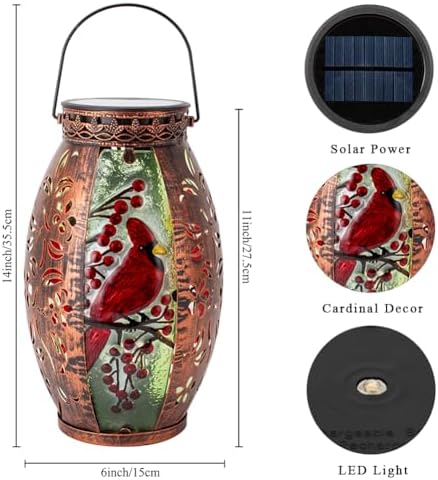 STARSOUL Solar Lantern Outdoor Waterproof, Hanging Solar Lantern for Patio Garden Yard Decor, Cardinal Memorial Gifts for Loss of Love one, Bereavement Sympathy Gift - Image 3