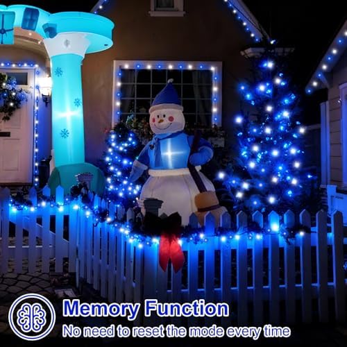 QITONG 2 Pack Blue and White Solar Christmas Lights, Each 66ft 200 LED Solar String Lights Outdoor Waterproof, 8 Modes Solar Twinkle Light for Outside - Image 6