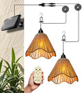 Solar Chandelier Outdoor Waterproof, Gazebo Lights Solar Powered with Remote Control, Boho Hanging Pendant Light for Porch, Patio, Pergola, Shed, Chicken Coop, Balcony(2 Lights) by DOMXRUI