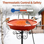 Heated Bird Bath for Outdoors Winter, 100W Heated Birdbath with Stake Brown - Image 3