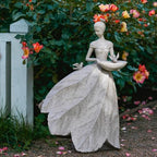 DiliComing Fairy Garden Statue Bird Feeder - 23-inch Large Sculpture for Outdoors Statues Bird-Bath Yard Decorations Fairy Garden Statue Grey White by DiliComing