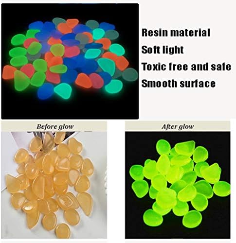Glowing Stone Yellow Pebbles Glowing Green in The Dark, Luminous Stones for Pavement Decoration in Gardens and Parks, Shiny Plastic Pebbles for Potted Fish Tanks (Size : 300PCS) - Image 6