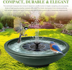 Solar Bird Bath with Fountain,12.4" Dark Green Birdbath for Outdoors,Tool-Free 10s Assembly,6 Spray Nozzles,Lightweight Plastic Water Feature for Garden Decor,Patio Gitf,Hummingbirds - Image 5