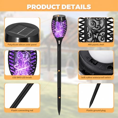 8 Pack Solar Pathway Lights Outdoor, Solar Torches Lights Halloween Decor - Image 4