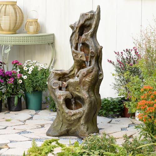 Sunlinua Water Fountain Outdoor, 5-Tier Cascading Realistic Tree Waterfall - Image 3