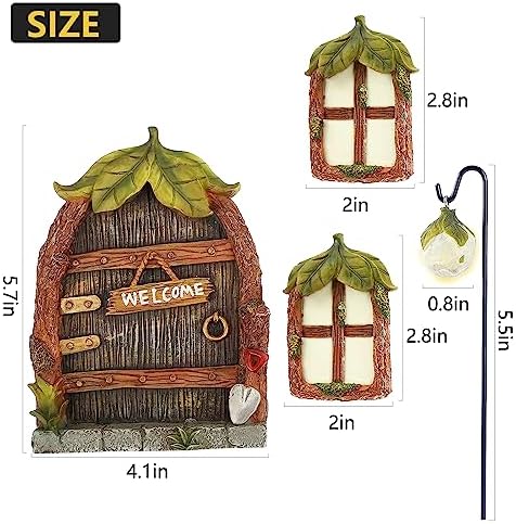 3 Pcs Miniature Fairy Garden Accessories Fairy Door and Windows Bundle - Image 2