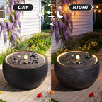 Rusted Ripple Fountain w/Warm LED, Resin Indoor Outdoor Zen Decor - Image 5