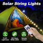 SMY Lighting 4 in 1 Solar Camping String Lights, 72.2Ft Ultra Long String with 220LEDs, Solar Powered and USB Rechargeable Light with Remote Control, Portable Camping Light for Hiking, Decorations - Image 2