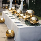 Tableclothsfactory Gold Stainless Steel Gazing Globe Mirror Ball, Reflective Shiny Hollow Garden Sphere - 16" - Image 2