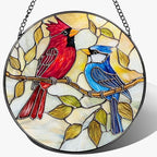 8″ Cardinal & Blue Jay Suncatcher, Stained Glass Window Hanging & Ornament, Window Decor, Holiday & Christmas Ornaments | Bird Lover Gifts, Gifts Exchange, Gift Ideas by Unknown