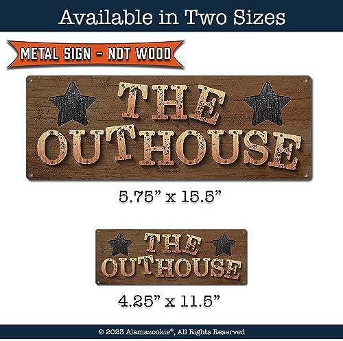 The Outhouse, 5.75 x 15.5 Inch METAL SIGN, Rustic Decor for Outdoor & Indoor Restrooms, Businesses, Garage or Yard, Gifts for Lumberjack, Logger, Sawyer, Dad, Grandpa, Bathroom Humor - Image 3