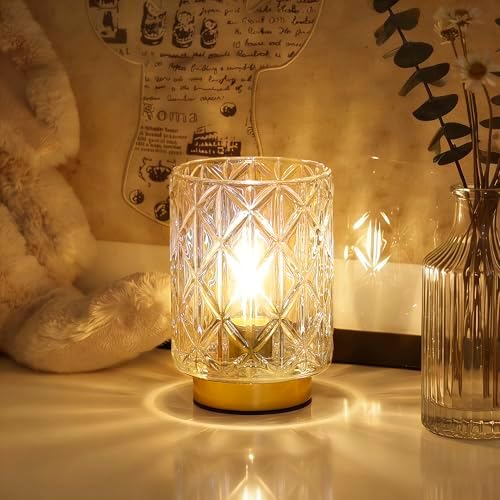 ULAROOM Battery Operated Lamp,Cordless Glass Accent Lamp with Timer,Clear by Ularoom