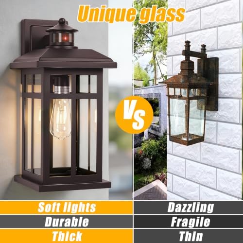 16” Motion Sensor Modern Exterior Light Bronze Outside Porch Lights - Image 7
