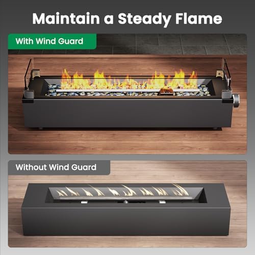 Ciays 28 Inch Table Top Propane Fire Pit, 50,000 BTU Tabletop Firepit with Glass Wind Guard & Glass Beads, Portable Outdoor Portable Fireplace for Patio and Camping - Image 5