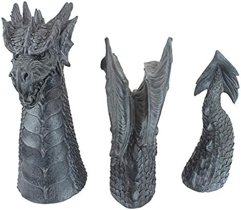 Design Toscano The Dragon of Falkenberg Castle Moat Lawn Garden Statue, 28 Inch Long, 14 Inch Tall, Cast Stone Resin, Gray Stone Finish - Image 2