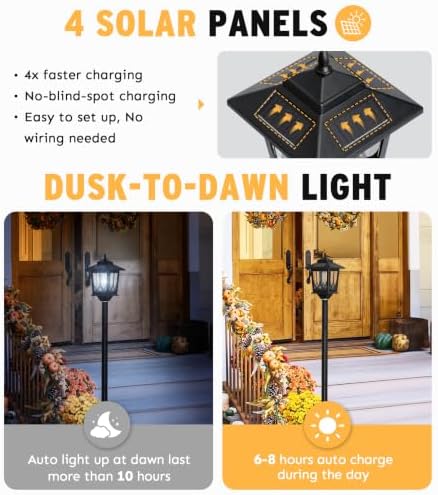 63" Solar Lamp Post Light 2 Pack, Solar Post Lights Outdoor Cool White - Image 2