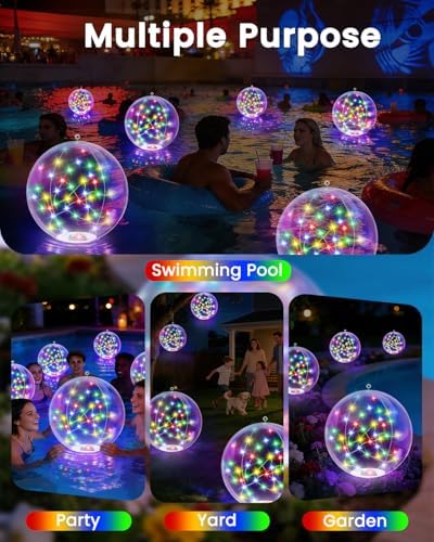 4Pack Floating Pool Lights 15Inch Solar Powered Christmas Balls, Multicolor - Image 3
