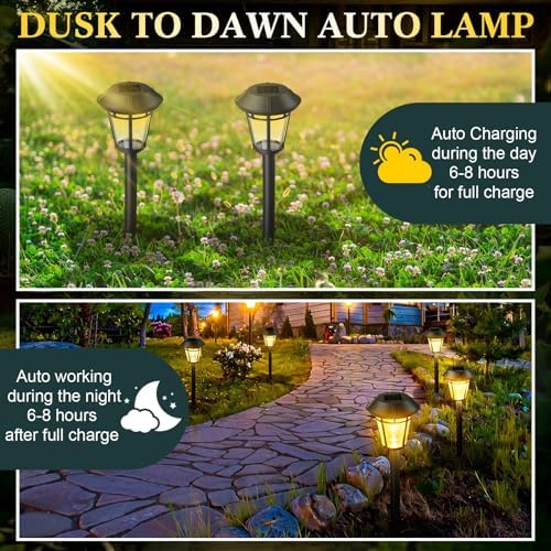 Tuanse 20 Pack Solar Pathway Lights Outdoor - Waterproof LED Bulk Solar Landscape Walkway Lights for Yard Garden Patio Lawn Decoration (Warm Light) - Image 5