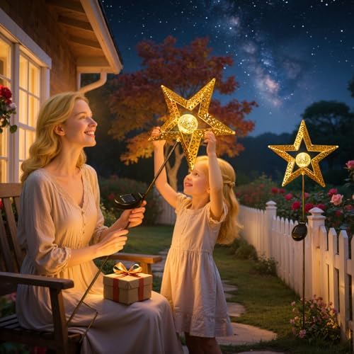 Star Solar Lights Garden Outdoor Decor Waterproof Metal Solar Stakes Lights for Patio Yard Walkway Lawn Patio Garden Gifts - Image 2