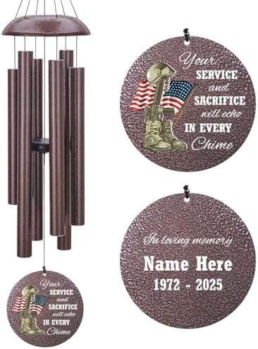 36/45inch Personalized Wind Chimes Memorial for US Veteran by ExtrabilyOfficial