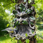 Whimsical Tree Face Garden Decoration ，Tree Faces Decor Outdoor Wallmounted Statue Art with Leaf Features, Outdoor Decor Garden Accessory (Home Decor) by KARSTSYLVA