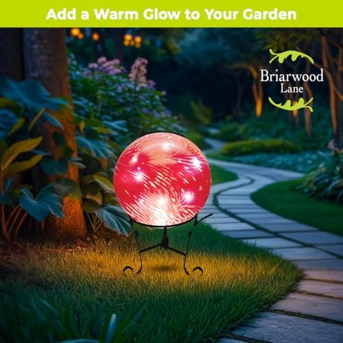 Briarwood Lane Everyday Gazing Ball 1x1 Red and White Solar LED Gazing Ball - Image 3