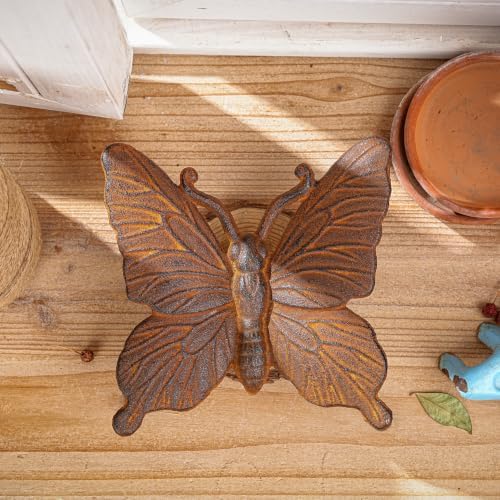 Sungmor Cast Iron Butterfly Statue, Full Rust Animal Collection Figurines - Image 6