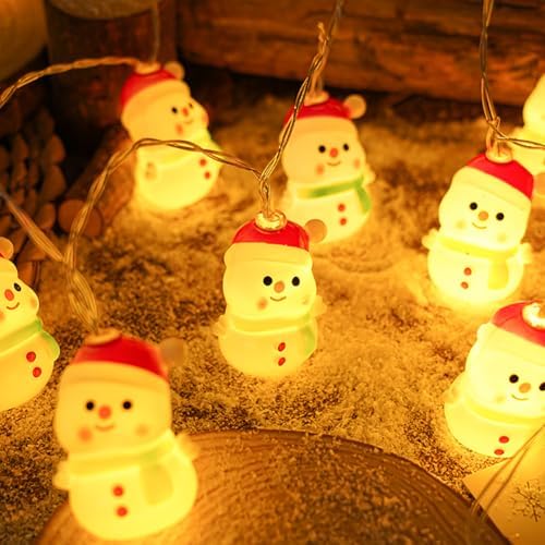 CAKERS Christmas Decor String Lights|Creative Cute Novelty Fairy Lights|Hanging Copper Wire Lights|Night Lights for Birthday Party Xmas Tree Decor,Christmas Snowman,3m(9.8ft)-20LED-USB - Image 2