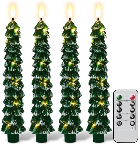 GenSwin Christmas Tree Flameless Taper Candles candlesticks Remote Timer by GenSwin