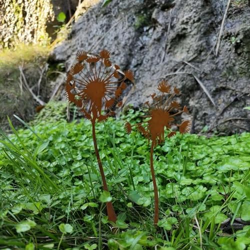 2pcs Rustic Metal Garden Decor Set - Vintage Floral & Bird Outdoor Art for Flower Pots, Beds, Lawn and Villa Decoration, Weather-Resistant Iron Stake for Patio & Yard - Image 2