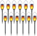 Solar Torch Light with Flickering Flame, Solar Fire Lights Outdoor Waterproof, 3 in 1 Auto On/Off Dusk to Dawn Christmas Landscape Decorations Garden Pathway Hanging Lanterns (12 Pack) by LazyBuddy