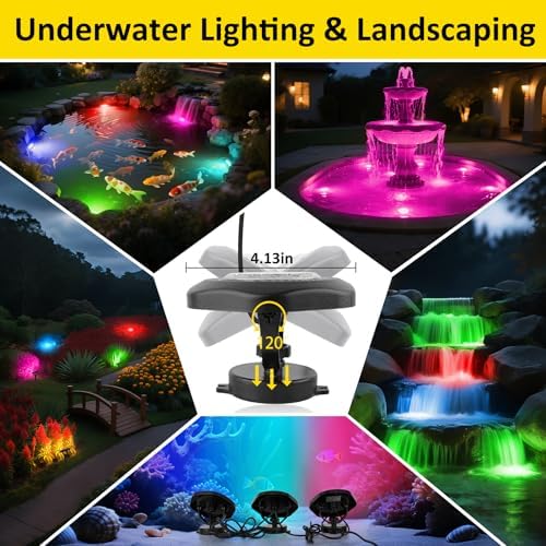 T-SUN RGB Submersible Pond Lights with APP and Remote Control 3 Pack - Image 3