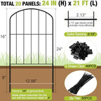 Decorative Garden Fence 24in (H) x 21ft (L), 20 Panels No Dig Garden Fencing Animal Barrier for Dogs Rabbits Arched Flower Bed Edging, Metal Wire Border Panel for Outdoor Patio Yard Decor - Image 2