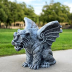 OLOMA Fantasy Guardian Gargoyle Concrete Garden Statue Outdoor Lawn Ornament Gothic Mythical Beast Sculpture Handmade Cement Yard Decor Patio Porch Halloween Fantasy Creature Figure - Image 4