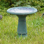 Arcadia Garden Products BB04 Fiberclay Bird Bath Outdoor Garden Decor, Antique Vintage Weather Resistant Water Bowl for Backyard and Patio and, 20-inch Tall, Green - Image 6