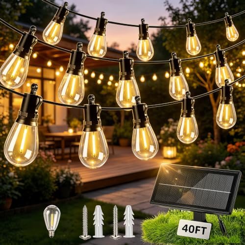 Solar Lights Outdoor, 40FT S14 LED IP65 Waterproof Patio Lights by Unknown