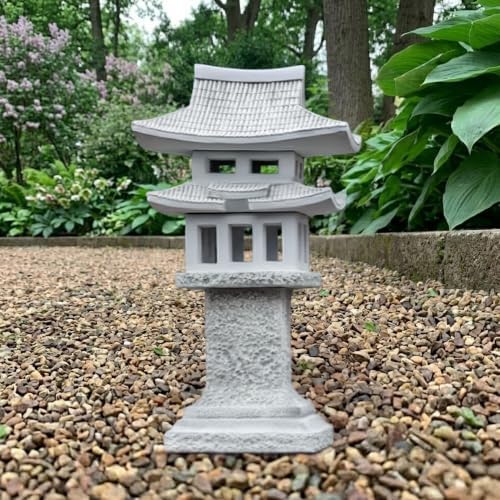OLOMA Japanese Stone Lantern Concrete Pagoda Garden Outdoor Sculpture Zen Weather Proof Asian Accent Light Place Figurine Pathway Patio Yard Landscape Décor by OLOMA