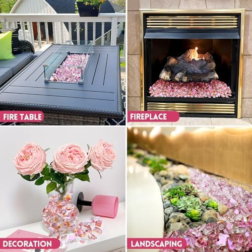 GasSaf 1/2 Inch Rose Gold Fire Glass Reflective Tempered Fireglass, 10 lb - Image 3