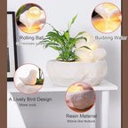 Resin Stone Waterfall Outdoor Fountain, Indoor Water Fountain Tabletop, with LED Light, Rolling Ball, Bird Design for Home Decor, Office, Backyard(Black,Small) - Image 4