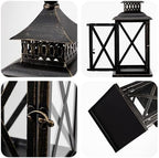 Lantern Decorative Indoor & Outdoor, Large Hanging Candle Lanterns Home Decor, Vintage Metal Candle Holders for Front Porch Patio Wedding Party, Halloween Christmas Decorations (Black) - Image 5