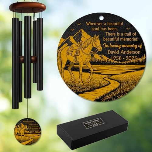 Personalized Horse Memorial Wind Chime – “Trail of Beautiful Memories” Quote with Custom Name & Years – Outdoor Sympathy Gift for Horse Riders – Remembrance Windchime for Equestrian Families - Image 5