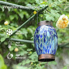 Solar Lanterns Outdoor Waterproof Blue Glass Hanging Solar Light - Image 4