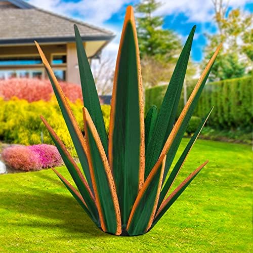 KODIBO 24" Metal Agave Plant Outdoor Decor, Large Garden Statue, Dark Green by KODIBO
