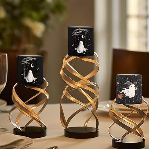 Halloween Day Flameless Candles Battery Powered LED Pillar Candle Tealight with Remote Timer Color Changing Control for Indoor Outdoor Home Decor Set of 4, Ghost - Image 4