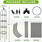 4-Pack 6FT Garden Obelisk Trellis for Climbing Plants,Adjustable 4-Tier Metal Plant Support,Rustproof Outdoor Plant Tower with 3 Decorative Tops for Roses,Tomatoes,Clematis & Vines,Black - Image 2