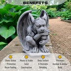 OLOMA Fantasy Guardian Gargoyle Concrete Garden Statue Gothic Beast Sculpture Handmade Cement Mythical Creature Figurine Outdoor Yard Decor Lawn Patio Porch Halloween Medieval Ornament - Image 4
