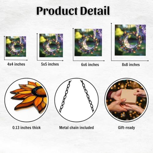 Cresent Moon Witch Halloween Acrylic Suncatcher - Image 2
