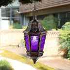 Moroccan Decorations Indoor, 13.6’’ Lantern Decorative Outdoor, Halloween Style Hanging Lantern with Chain for Home Porch Patio Decor, Vintage Metal Christmas Ramadan Candle Holders(Purple) - Image 5