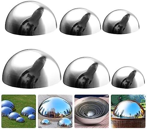 YARNOW Gazing Balls 6Pcs Garden Hemisphere Mirror Gazing Half Polished Stainless Steel Reflective Globe Outdoor Hollow for Gardens Ponds Home Decor Garden Mirror - Image 6